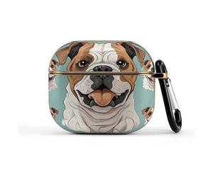 for Funny English Bulldog Wireless Earbuds 3 Case Compatible with 3rd Generation Hard Shell Shockproof 3 Cases Cute Protective Cover with Keychain Supports Wireless Charging