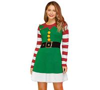 For G and PL Christmas Women's Gnome Pattern Jumper Knitted Xmas Long Sleeve Party Sweater Mini Dress Green XXL