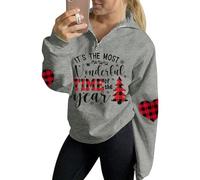 For G and PL Christmas Women's Novelty Fancy Pullover Funny Printed Graphic Party Jumpers Wonderful Time Grey XL