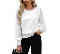 For G and PL Lady Long Sleeve Dressy Shirt Evening Elegant Fancy Sequin Sparkly Wedding Party Formal Beaded Glitter Shimmery White S