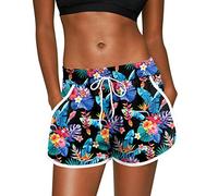For G and PL Women Summer Swim Side Pockets Beach Board Shorts Quick Dry Elastic Waist Drawstring Trunks Colorful Floral XXL