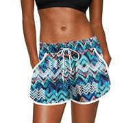 For G and PL Women's Floral Printed Quick Dry High Waisted Breathable Swimming Casual Swim Shorts Blue-A2 XXL