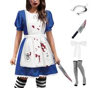 For G and PL Women's Halloween Cosplay Bloody Apron One Piece Costume with Pockets, Multicoloured A1, Large