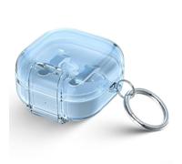 for Galaxy Buds4 Pro Case with Kickstand - Heavy Duty Rugged Bumper - Anti-Scratch Hard Shell - for Crystal Clear Back - Portable Travel Accessory - 5.8x5.8x4.5cm(Translucent Blue)