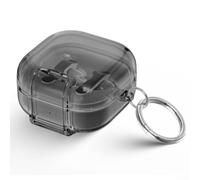 for Galaxy Buds4 Pro Case with Kickstand - Heavy Duty Rugged Bumper - Anti-Scratch Hard Shell - for Crystal Clear Back - Portable Travel Accessory - 5.8x5.8x4.5cm(Translucent Black)