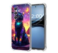 for Galaxy S24 Case,Crystal Clear TPU Cover with Military-Grade Shockproof Protection,Soft Touch & Slim for Samsung S24 Case 6.2 Inch,Cosmic Cat Pyramid