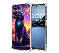 for Galaxy S25 Ultra Case,Crystal Clear TPU Cover with Military-Grade Shockproof Protection,Soft Touch & Slim for Samsung S25 Ultra Case 6.9 inch,Cosmic Cat Pyramid