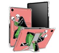 for Galaxy Tab A8 10.5" 2022 Model (SM-X200/X205/X207) Case with Pen Holder, Transparent Back with Couple Skull Dance, Corner Protection Shockproof Cover with Hard Kickstand