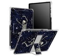 for Galaxy Tab A8 10.5" 2022 Model (SM-X200/X205/X207) Case with Pen Holder, Transparent Back with Dance Skull Skeleton, Corner Protection Shockproof Cover with Hard Kickstand