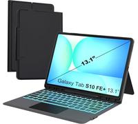 for Galaxy Tab S10 FE+ 13.1 inch Keyboard Case - Folio Combo 7 Color Backlit Tablet Book Cover with Smart Touchpad - Galaxy Tab S10 FE Plus 13.1" 2025 Samsung Keyboard Case with Pen Holder Black