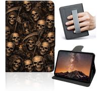 for Galaxy Tab S10 Ultra Case (2024), Galaxy Tab S9/S8 Ultra Case (2023/2022), 360° Rotating PU Leather Smart Cover with Auto Wake Sleep, Pile of Skulls