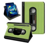 for Galaxy Tab S10 Ultra/S9 Ultra 14.6" Green Tape Cassette Stand Cover | Durable PU Leather Cover with Pen Holder Auto Sleep/Wake and 360° Rotation for Multi-Angle Viewing