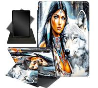 for Galaxy Tab S10 Ultra/S9 Ultra/S8 Ultra 14.6 Inch Case,360 Degree Rotating Stand Smart Protective Cover Case for Samsung Galaxy Tab S10 Ultra/S9 Ultra/S8 Ultra Tablet,Woman and Wolfs