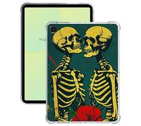 for Galaxy Tab S6 Lite Case 2024/2022/2020 Release Lightweight Ultra Slim Transparent Flexible TPU Shock Proof Clear Tablet Cover Case for Samsung Galaxy Tab S6 Lite 10.4 inch - Two Skulls And Flowers