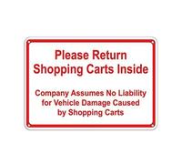 For Garage Eturn Shopping Carts Inside Company Assumes No Liability,Materials Notice Warning Sign Decor Signs Funny Vintage Metal Sign Poster 8X12 Inches