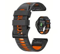 For Garmin Fenix 7x 6x Pro Strap 26mm Silicone Quick Fit Watch Strap for Garmin Fenix 8 51mm/Fenix 7X Pro/Fenix 7X/Fenix 6X/Fenix 6X Pro/Fenix 5X/Fenix 5X Plus Sport Wristbands (Grey & Orange, 26mm)