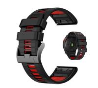 For Garmin Fenix 7x 6x Pro Strap 26mm Silicone Quick Fit Watch Strap for Garmin Fenix 8 51mm/Fenix 7X Pro/Fenix 7X/Fenix 6X/Fenix 6X Pro/Fenix 5X/Fenix 5X Plus Sport Wristbands (Black & Red, 26mm)