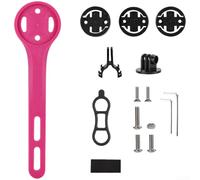 For Garmin For Bryton Compatible Nylon Bike Computer Mount with Central Extension Arm Lightweight 19.1g and Integrated Light Holder (Rose Red)