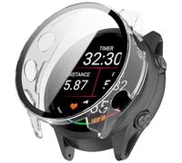 For Garmin Forerunner 570 42 mm Plastic Protective Case + 9H Glass Transparent
