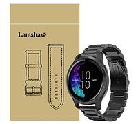 for Garmin Venu Band, LvBu Quick Release Stainless Steel Metal Replacement Straps for Garmin Venu Smartwatch (Black)