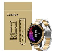 for Garmin Venu Band, LvBu Quick Release Stainless Steel Metal Replacement Straps for Garmin Venu Smartwatch (Silver-Golden)
