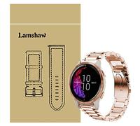 for Garmin Venu Band, LvBu Quick Release Stainless Steel Metal Replacement Straps for Garmin Venu Smartwatch (Rosegold)