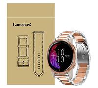 for Garmin Venu Band, LvBu Quick Release Stainless Steel Metal Replacement Straps for Garmin Venu Smartwatch (Silver-Rosegold)