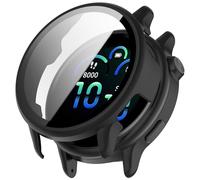 For Garmin Vivoactive 6 Plastic Protective Case + 9H Hard Glass Matt Black