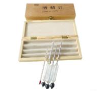 for Gdfnmogo Alcohol Hydrometer Set with Thermometer for Baijiu for Testing, 0-100% Proof Meter with Conversion Table, Wooden Box Storage