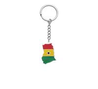 For Germany Stainless Steel Map keychain Pendant Necklace Earrings Ring Set Fashionable Versatile Suitable For Men Women Brides Grooms Suitable For Wedding Parties Various Festivals (Ghana-silver)