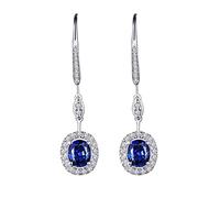for Girls, Crystal Classic 925 Women Dangle Earrings Zircon Red Blue Green Long Earring Female Statement Jewelry