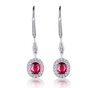 for Girls, Crystal Classic 925 Women Dangle Earrings Zircon Red Blue Green Long Earring Female Statement Jewelry