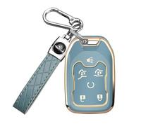 for GMC Key Fob Cover, TPU Key Shell for 2016-2025 Chevy Suburban Tahoe GMC Yukon Acadia Terrain, 6 Buttons (Gold/Blue)