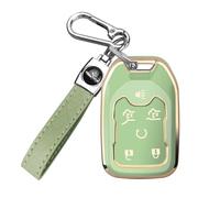 for GMC Key Fob Cover, TPU Key Shell for 2016-2025 Chevy Suburban Tahoe GMC Yukon Acadia Terrain, 6 Buttons (Gold/Green)