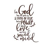 for god has not Given us a Spirit of Fear Quotes Lettering Decals 36x55.6cm Personalized Customization Coffee