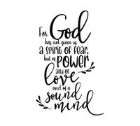 for god has not Given us a Spirit of Fear Quotes Mural and Wall Vinyl Decal 36x55.6cm Car Body Decoration Black