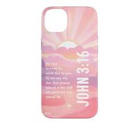 For God So Loved The World John 3:16 Pink Sunset Bible Verse Case for iPhone 14 Plus