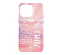For God So Loved The World John 3:16 Pink Sunset Bible Verse Case for iPhone 15 Pro Max