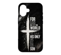For God So Loved The World John 3:16 White Cross Grunge Case for iPhone 16