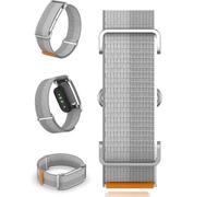 for Google Fitbit Air Nylon Band with Metal Case,Hook and Loop Strap Replacement,Breathable Sport Loop,Adjustable Woven Wristband for Fitbit Air Screenless Fitness Tracker,Non-Original,Sheer Silver