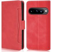 For Google Pixel 10/Pixel 10 Pro Case Leather Foldable Mobile Phone Case for Pixel 10/10 Pro Mobile Phone Flip Case Cover Protective Case 360 Degree Shockproof Flip Case Wallet Series Cases (Red)