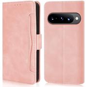 For Google Pixel 10/Pixel 10 Pro Case Leather Foldable Mobile Phone Case for Pixel 10/10 Pro Mobile Phone Flip Case Cover Protective Case 360 Degree Shockproof Flip Case Wallet Series Cases (Pink)