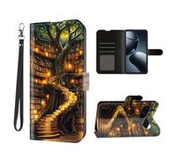 for Google Pixel 10 Pro Wallet Case,PU Leather Flip Cover with Card Holders & Kickstand,RFID Blocking Magnetic Closure,Enchanted Library Shockproof Protective for Pixel 10 Pro Case