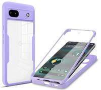 for Google Pixel 10a Case Built-in Screen Protector, 360°Full Body Military Grade Drop Protection Transparent Silicone Rugged Bumper Cover Clear Phone Case for Google Pixel 10a, Purple