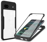 for Google Pixel 10a Case Built-in Screen Protector, 360°Full Body Military Grade Drop Protection Transparent Silicone Rugged Bumper Cover Clear Phone Case for Google Pixel 10a, Black