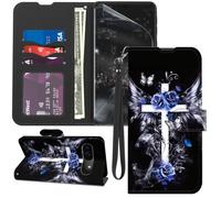 for Google Pixel 11 Pro Case Wallet with Screen Protector, Stand PU Leather Flip Folio Cover with Card Holder, Full-Body Protection Phone Case, Cross with Rose