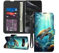 for Google Pixel 11 Pro Case Wallet with Screen Protector, Stand PU Leather Flip Folio Cover with Card Holder, Full-Body Protection Phone Case, Sea Turtle