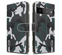 For Google Pixel 6 Pro Leather Phone Case, Magnetic Closure Full Protection Book Folio Design, Wallet Case Cover [Card Slots] and [Kickstand] For Google Pixel 6 Pro 5G - Camouflage