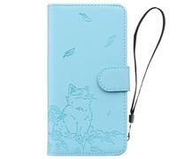 for Google Pixel 8 Case, Shockproof PU Leather Wallet Phone Case Embossed Persian Cat with Stand Card Slot Holder Notebook Slim Fit TPU Bumper Flip Folio Protective Cover blue 1