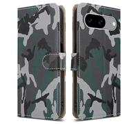 For Google Pixel 8 Leather Phone Case, Magnetic Closure Full Protection Book Folio Design, Wallet Case Cover [Card Slots] and [Kickstand] For Google Pixel 8 - Camouflage